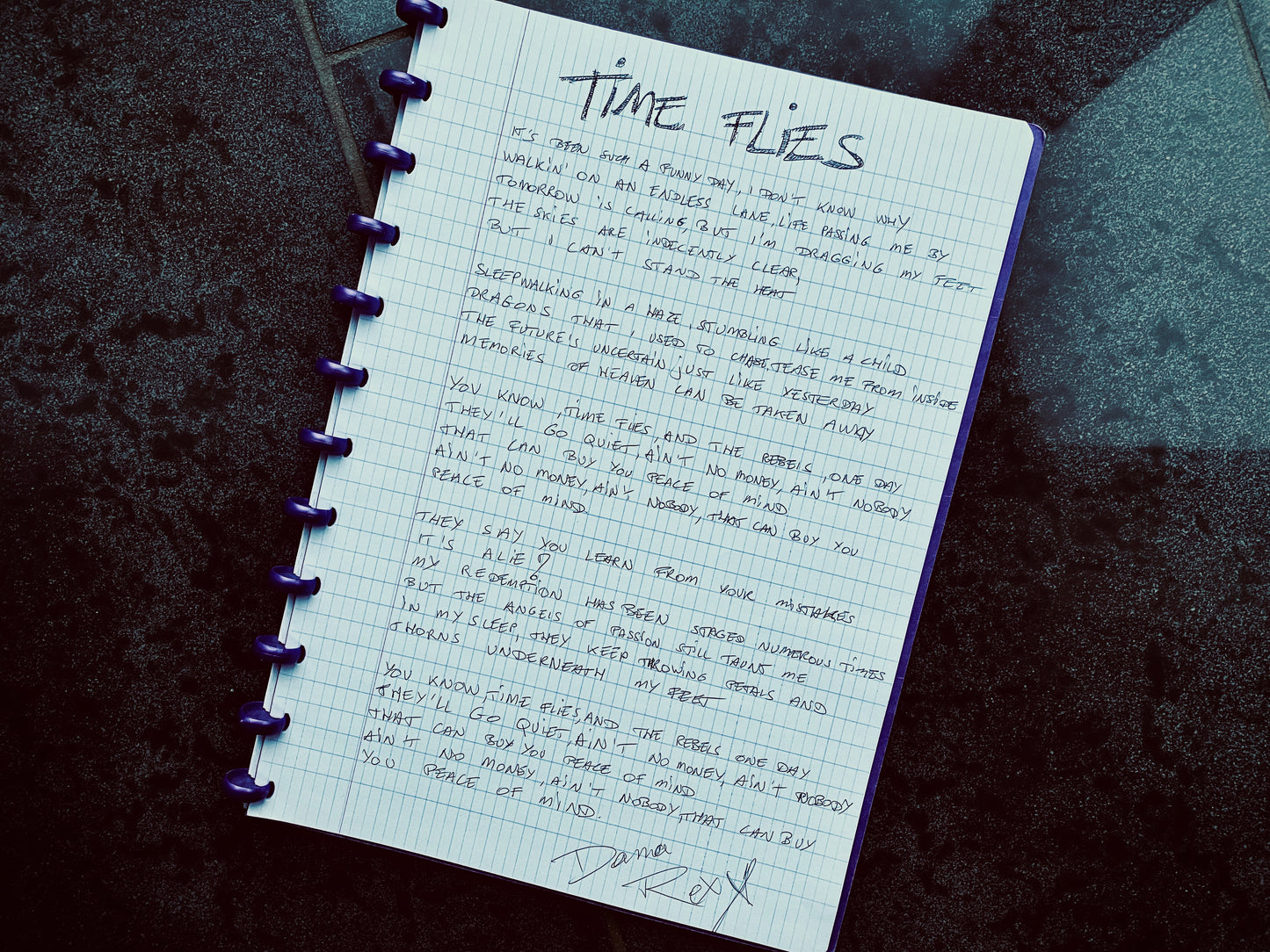 Handwritten Lyric Sheet